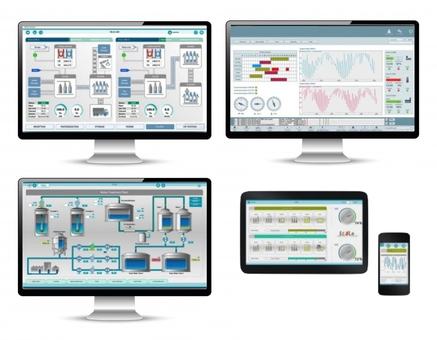 Pantallas, tablet y celular con tableros de control